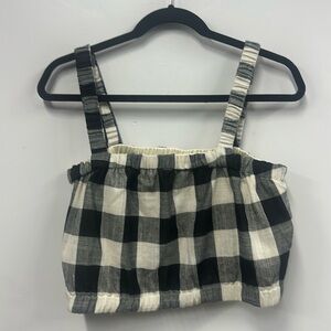Bohme black cream Buffalo check crop top XL